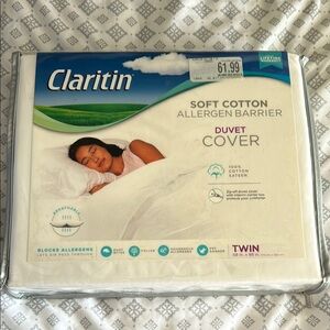 Claritin White Soft Cotton Allergen Barrier Duvet Cover - Twin